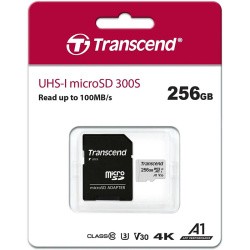 Карта памяти Transcend SDXC Micro 256Gb UHS-I U3 A1 + переходник на SD (TS256GUSD300S-A)- фото3