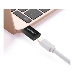 Переходник UGREEN US157-30391, Type C (M) to Micro USB (F), пластиковый, Black- фото3