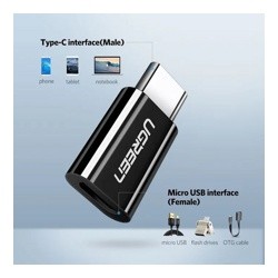 Переходник UGREEN US157-30391, Type C (M) to Micro USB (F), пластиковый, Black- фото5