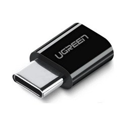 Переходник UGREEN US157-30391, Type C (M) to Micro USB (F), пластиковый, Black- фото