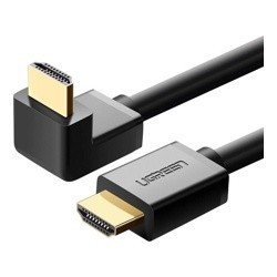 Кабель UGREEN HD103-10173, HDMI (M) 1.4 - HDMI 1.4 (M), угловой 90°, 2m, Black- фото