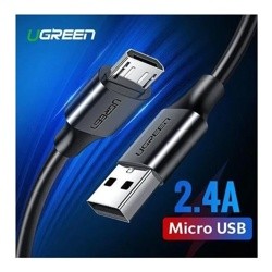 Кабель UGREEN US289-60137, USB-A 2.0 to Micro USB, 2A, силиконовый круглый, 1.5m, Black- фото3
