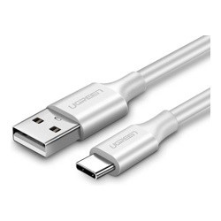 Кабель UGREEN US287-60121, USB-A 2.0 to Type C, 3A, силиконовый, 1m, White