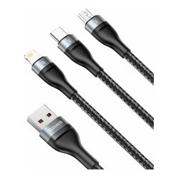 Кабель Baseus CA1T3-G1 Flash Series One-for-three Fast Charging Data Cable USB to Micro USB + Lightning + Type-C- фото2